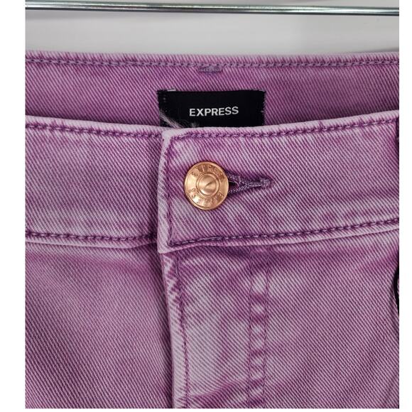 Express Conscious Edit Cropped Flare High Rise Jeans Lavender Women’s Size 10R - Picture 4 of 10